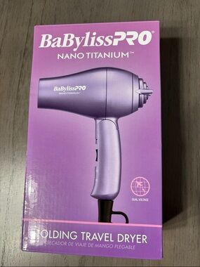 BaBylissPRO Nano Titanium Purple Folding Travel Dryer